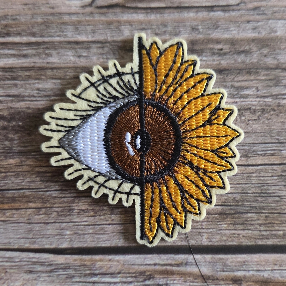 Sunflower Flower Brown Eye Boho Bohemian Hippy Hippie Iron on Patch